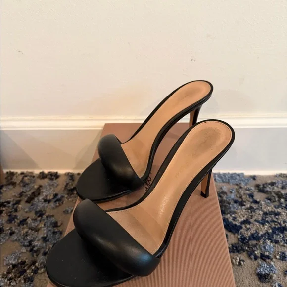 Gianvito Rossi Black Leather Mules Black Bijoux 85 Heeled Sandals Size 36 - Picture 10 of 12